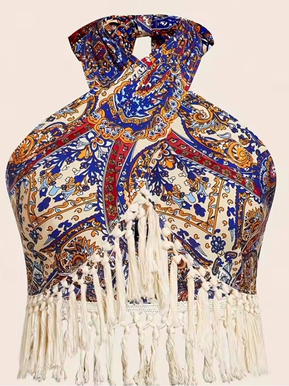 Bohemian Paisley Fringe Scarf Top